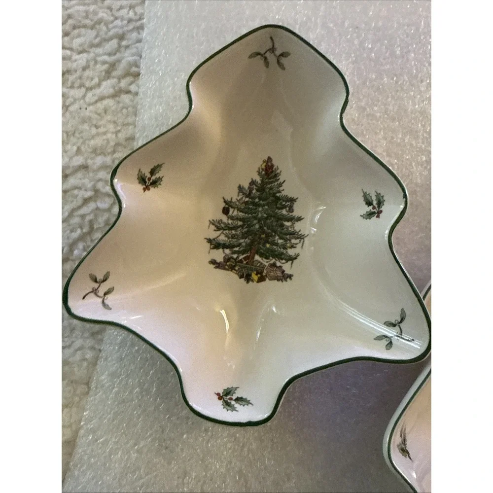 Spode Christmas Tree Shaped Candy Nut Dish Holiday Serving Bowl 6